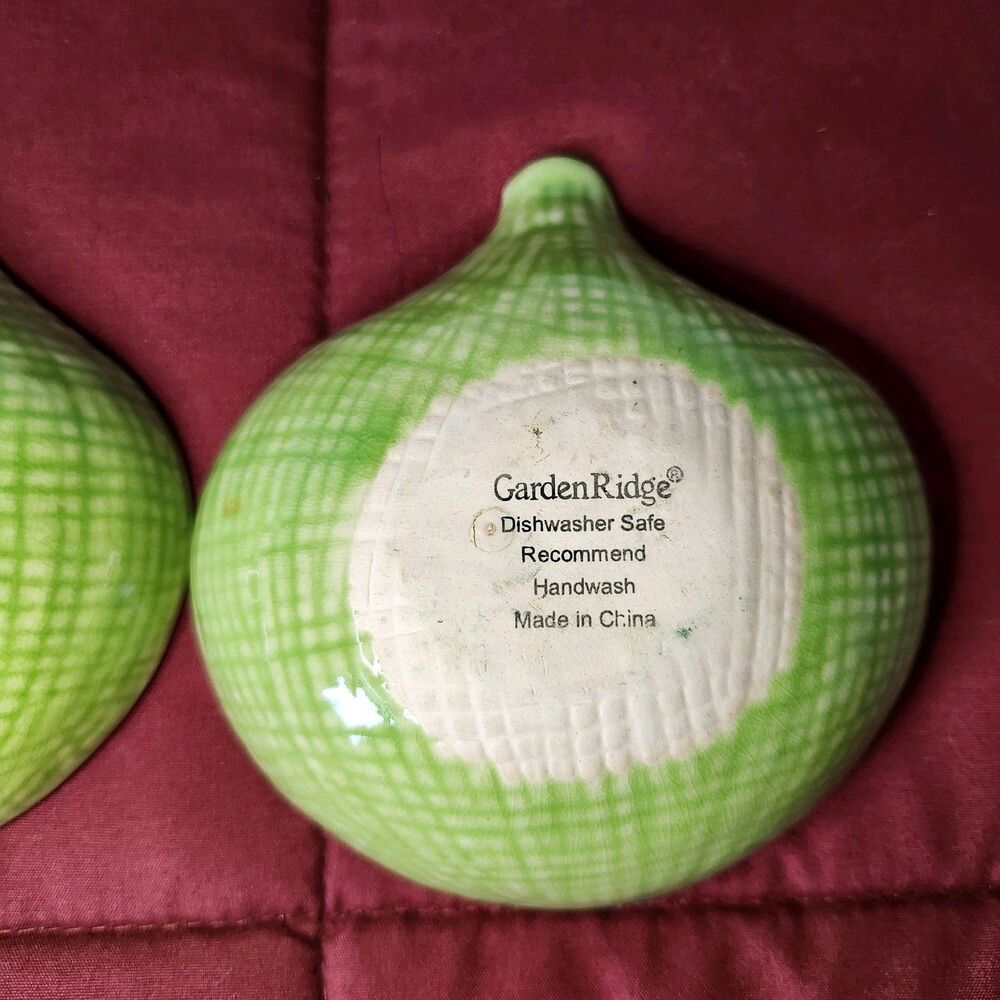 Garden Ridge Pottery Green Leaf Scalloped Ceramic Appetizer Dip Bowls Set of 4 - Picture 5 of 9